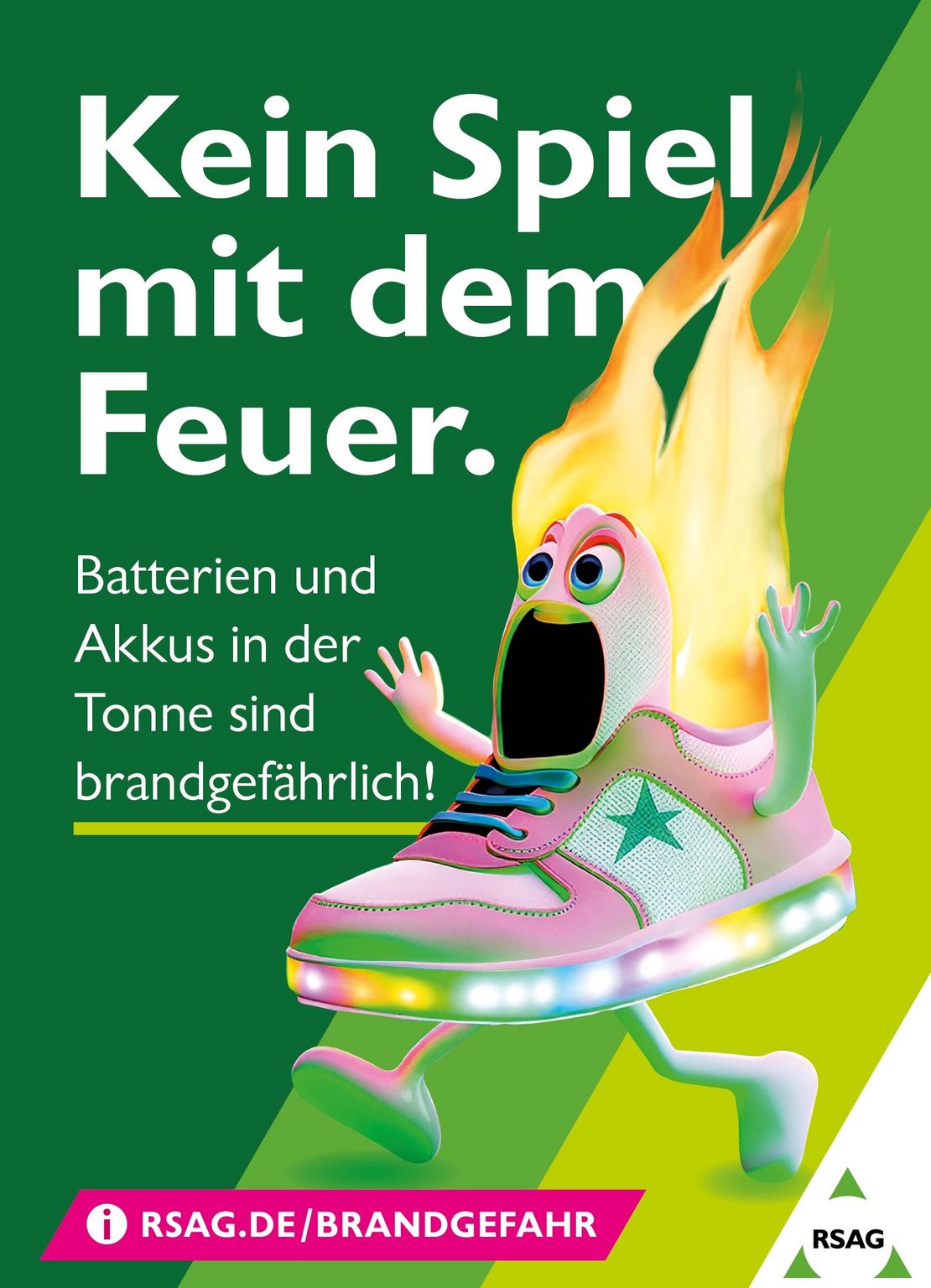 Kampagne "Brandgefahr" Motiv Blinkschuh